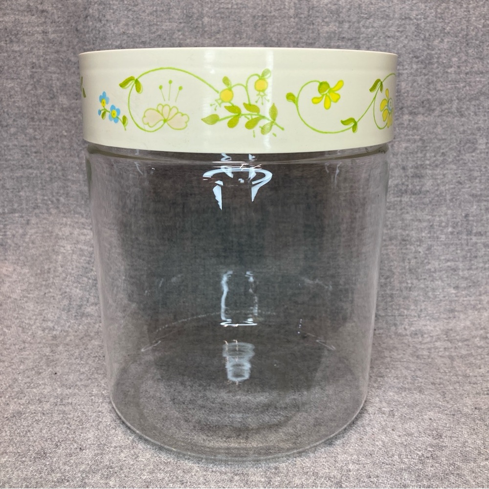 Vintage PYREX 4”h x 6”w Wildflower Lidded Glass Jar Canister Kitchen Flower